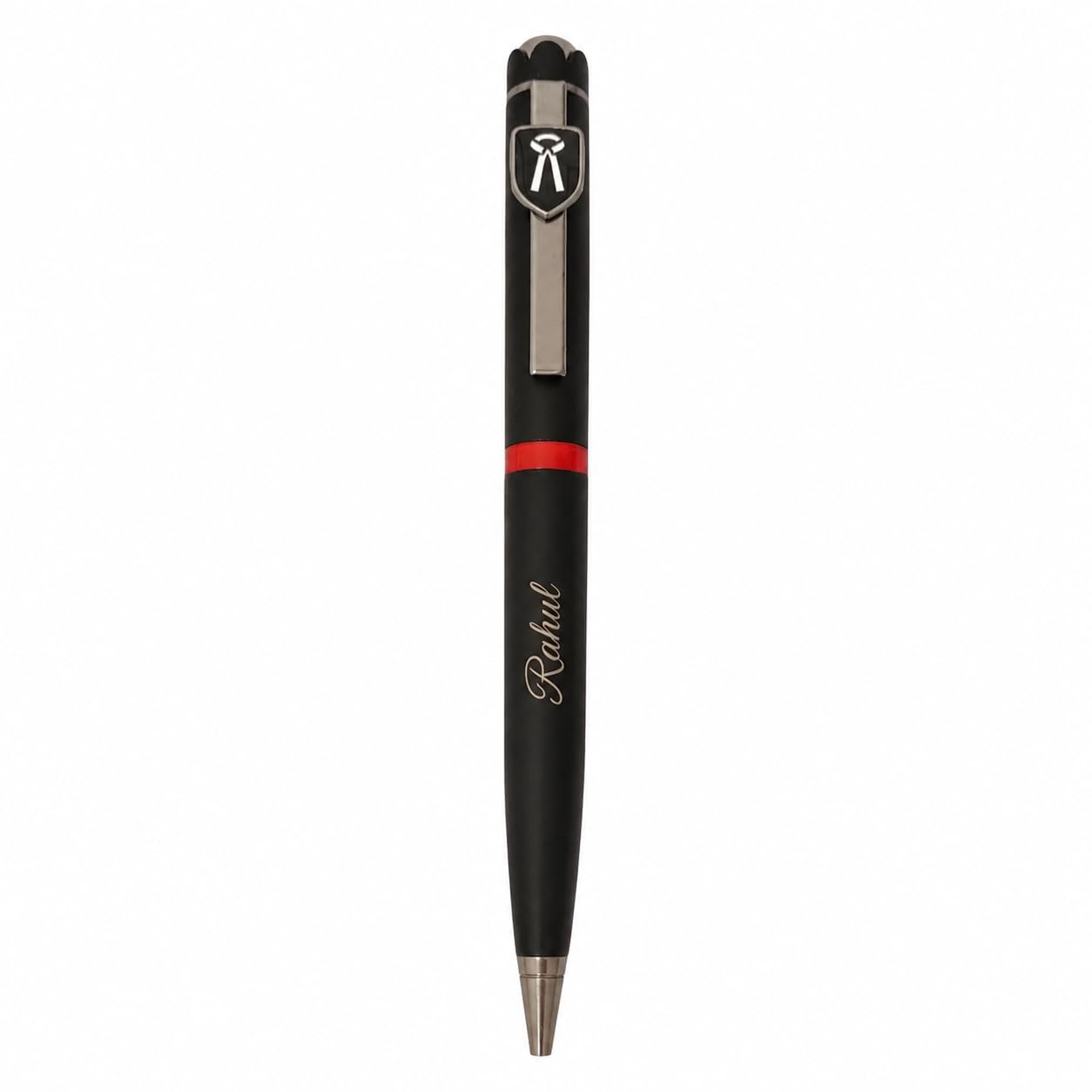 Personalized Advocate Pen with Custom Name Engraving | Matte Black & Red Metal Pen with Advocate Logo | Premium Gift Box Set for Lawyers, Judges, Law Students & Corporate Gifting (Silver)