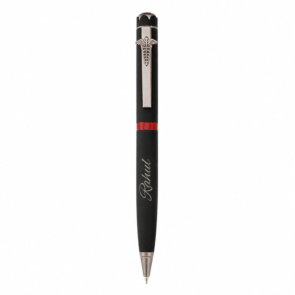 Personalized Doctor Pen with Custom Name Engraving | Premium Medical Caduceus Symbol Clip | Metal Ballpoint Pen in Gift Box | Ideal Gift for Doctors, Surgeons, Nurses, & Medical Students (Silver)