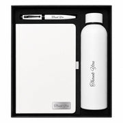 Personalized 3-in-1 Executive Gift Set with Custom Engraved Name –Stainless Steel Water Bottle, A5 Leatherette Diary & Metal Pen – Luxury Corporate Gifts for Teachers, Boss & Professionals , Joining kits or for Office gift sets