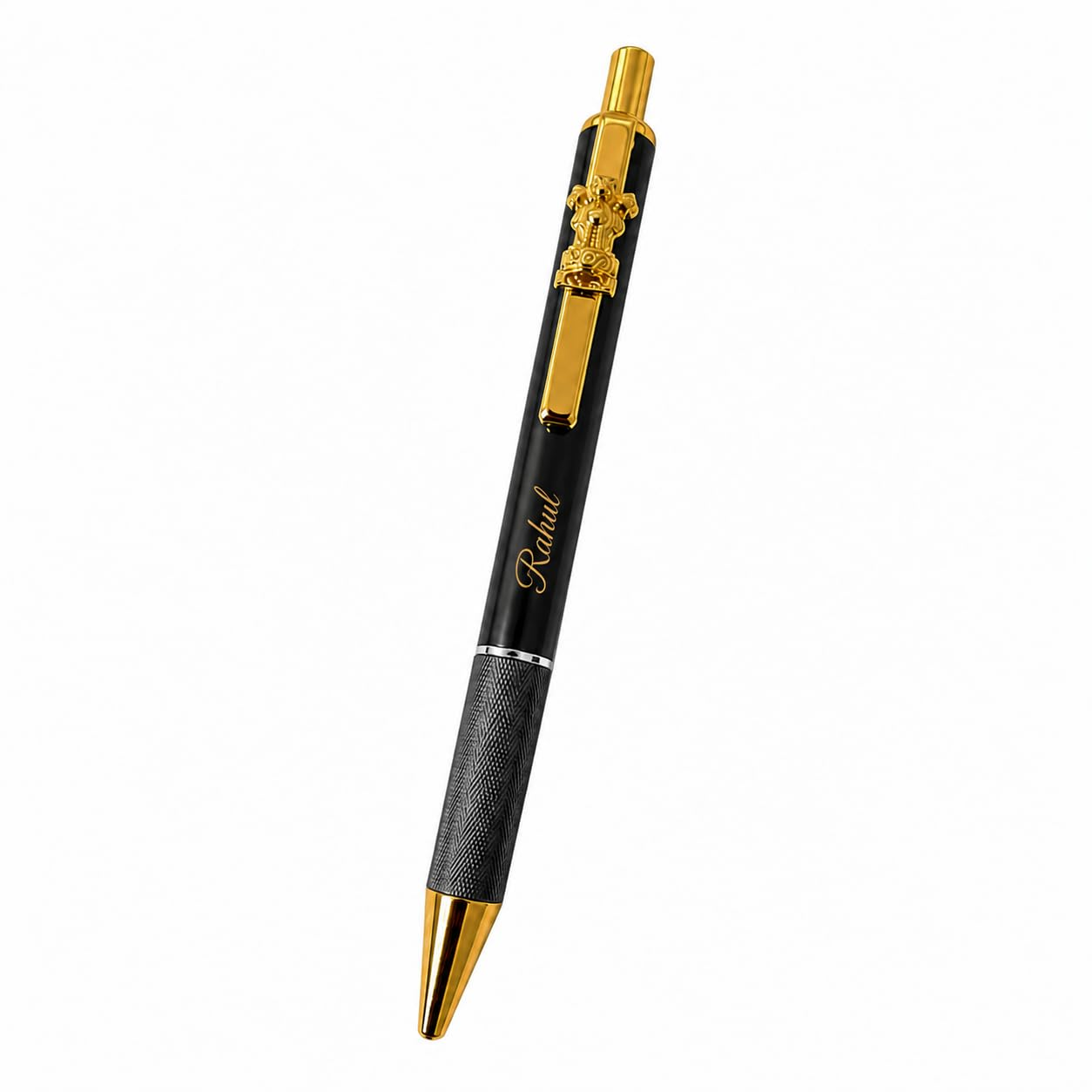 Customised Pen, Metal Body Ashoka Logo with Name Engraved, Personalized Pen Gift, Gift (Black)