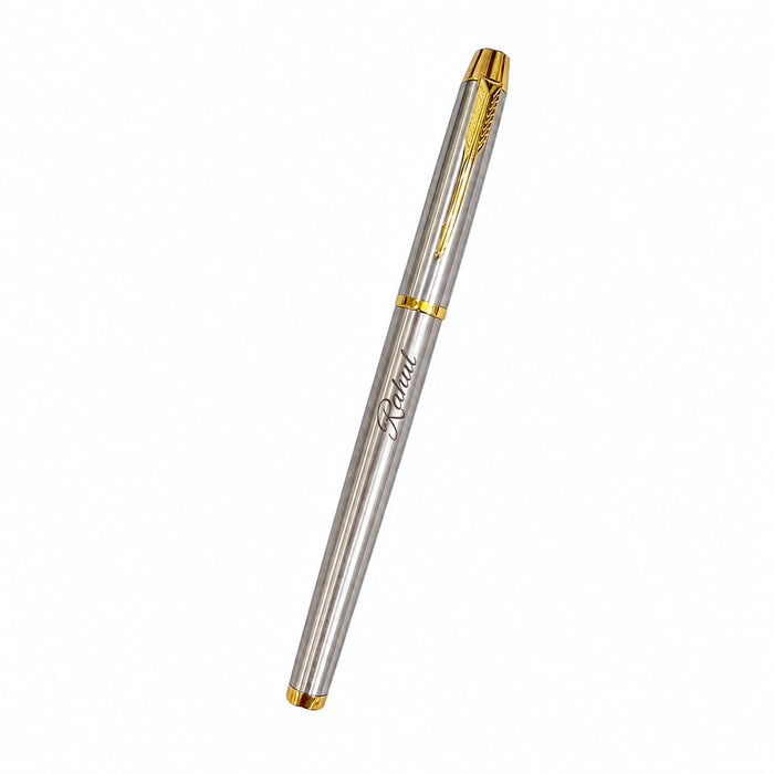Personalized Stainless Steel Ballpoint Pen with Custom Name Laser Engraving, Gold Trim & Classic Arrow Clip – Luxury Metal Writing Pen, Ideal Gifts for Teachers, Boss, Doctors & Professionals
