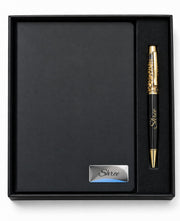 Personalized Name & Leather Diary and Pen Gift Set (Black) Customized Corporate Gifts for Staff Employees Men&Women|Diary for Men Boys Women Girls|Gifts For Mens Women