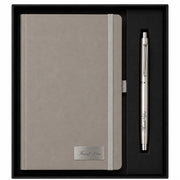 Personalized Diary and Pen Gift Set with Custom Engraved Name & Metal Nameplate – Grey A5 Hardbound Notebook with 2-in-1 Stylus Ballpoint Pen – Executive Corporate Gifts for Teachers, Boss & Professionals