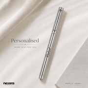 Minimalist Personalized Stainless Steel Pen with Custom Name Laser Engraving, Monochromatic Silver Finish & Slim Clip – Executive Metal Writing Pen, Thoughtful Gifts for Teachers, Boss & Professionals