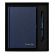 Customized Navy Blue Journal and Pen Combo Set in Presentation Box – Gold Inscription Personalized Name & Thank You Notebook – Thoughtful Gifts for Teachers, Farewell, Employee Appreciation & Milestone Gifting