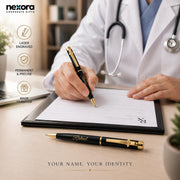 Personalized Doctor Pen with Custom Name Engraving | Premium Medical Caduceus Symbol Clip | Metal Ballpoint Pen in Gift Box | Ideal Gift for Doctors, Surgeons, Nurses, & Medical Students (Gold)