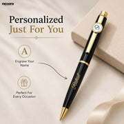 Personalized CA Pen with Custom Name Engraving | Premium Black & Gold Metal Ball Pen with Chartered Accountant Logo | Gift Box Included | Ideal CA Gift for Professionals & Students