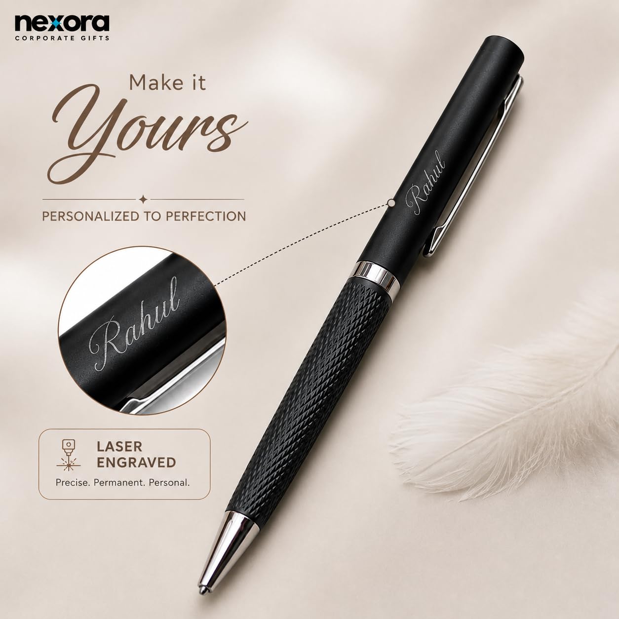 Personalized Metal Ball Pen with Name Engraving | Premium Executive Pen for Men & Women | Smooth Writing Pen | Corporate & Personal Gifting (Silver Tri)