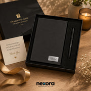 Personalized Name Leather HardCover Diary and Pen | Daily Journal Notebook for Men & Women |Gift Set for Men Women, Office Journal, Travel Diary | Corporate Gifts, Gift Ideas (Classic Black & Pure White) (Classic Black)
