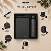 Personalized 3-in-1 Executive Gift Set with Custom Engraved Name –Stainless Steel Water Bottle, A5 Leatherette Diary & Metal Pen – Luxury Corporate Gifts for Teachers, Boss & Professionals , Joining kits or for Office gift sets