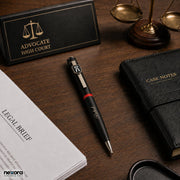 Personalized Advocate Pen with Custom Name Engraving | Matte Black & Red Metal Pen with Advocate Logo | Premium Gift Box Set for Lawyers, Judges, Law Students & Corporate Gifting (Silver)