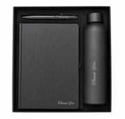 Personalized 3-in-1 Executive Gift Set with Custom Engraved Name –Stainless Steel Water Bottle, A5 Leatherette Diary & Metal Pen – Luxury Corporate Gifts for Teachers, Boss & Professionals , Joining kits or for Office gift sets