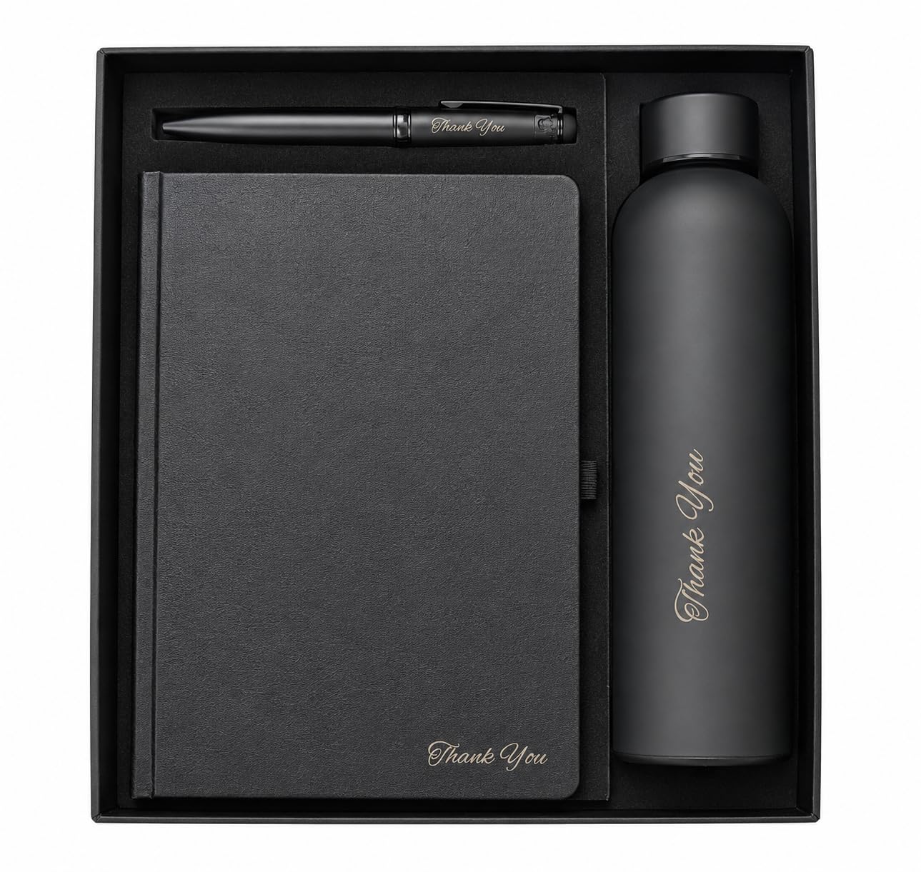 Personalized 3-in-1 Executive Gift Set with Custom Engraved Name –Stainless Steel Water Bottle, A5 Leatherette Diary & Metal Pen – Luxury Corporate Gifts for Teachers, Boss & Professionals , Joining kits or for Office gift sets
