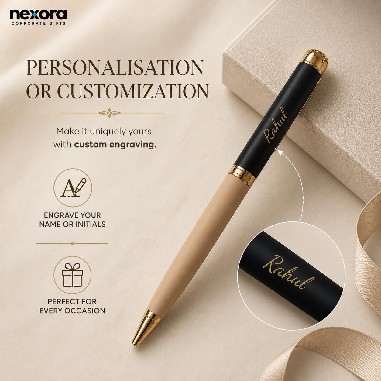 Personalized Roller Ball Pen for Men & Women, Premium Black & Gold Metal Pen with Custom Name Engraving, Elegant Gift Pen for Corporate Gifting, Birthday & Special Occasions