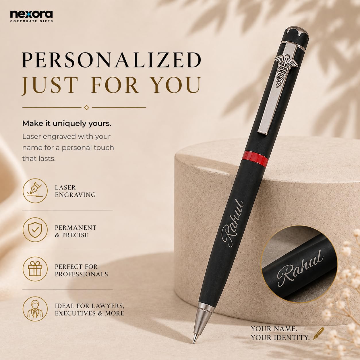 Personalized Doctor Pen with Custom Name Engraving | Premium Medical Caduceus Symbol Clip | Metal Ballpoint Pen in Gift Box | Ideal Gift for Doctors, Surgeons, Nurses, & Medical Students (Silver)