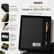 Personalized Name & Leather Diary and Pen Gift Set (Black) Customized Corporate Gifts for Staff Employees Men&Women|Diary for Men Boys Women Girls|Gifts For Mens Women